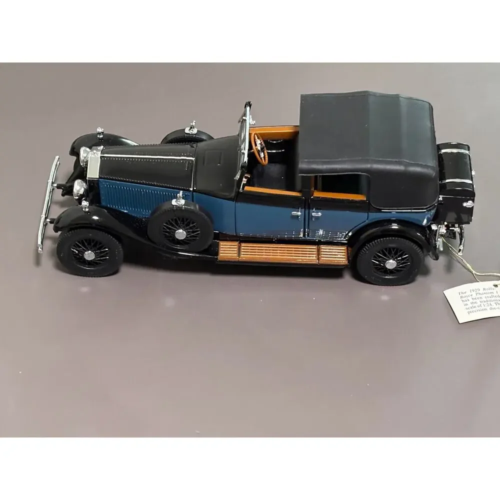 Franklin Mint 1929 Rolls Royce Phantom 1 Black Blue 1/24 Scale Diecast Model Car